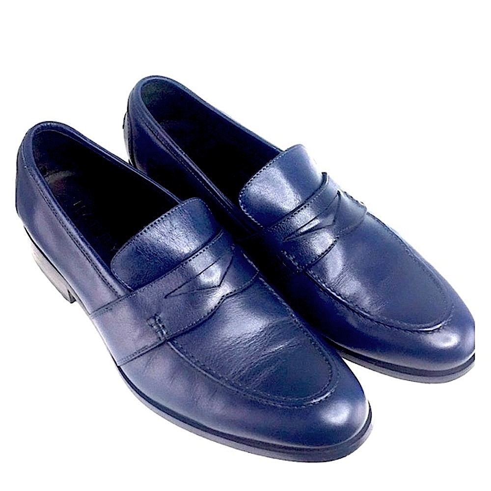 Harry's of London Navy Leather Penny Loafers